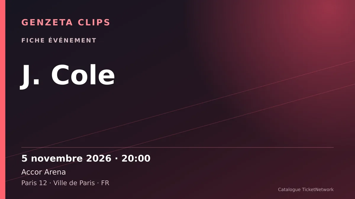 Visuel informatif du concert de J. Cole à Accor Arena