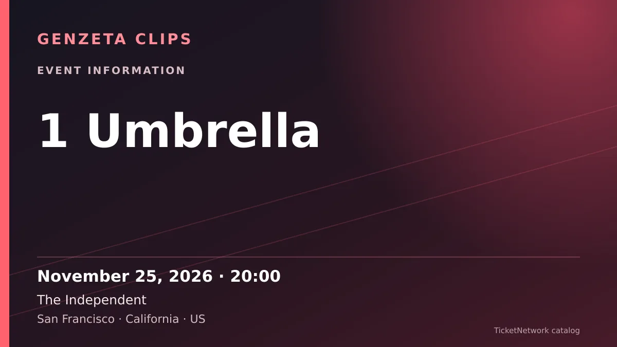Event information graphic for 1 Umbrella at The Independent