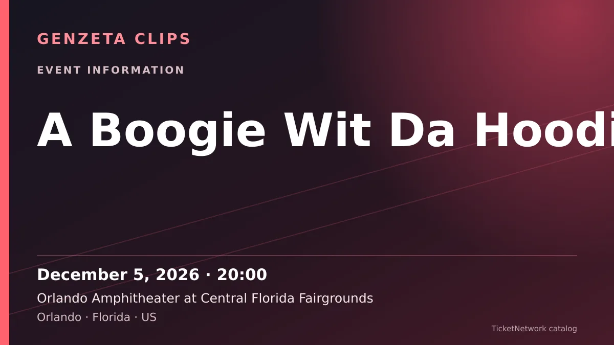 Event information graphic for A Boogie Wit Da Hoodie at Orlando Amphitheater at Central Florida Fairgrounds