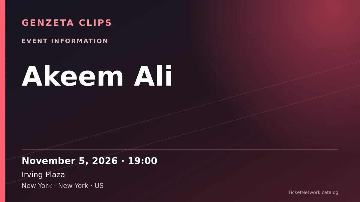 Event information graphic for Akeem Ali at Irving Plaza