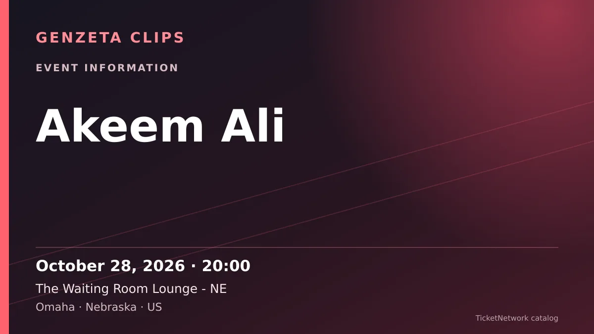 Event information graphic for Akeem Ali at The Waiting Room Lounge - NE