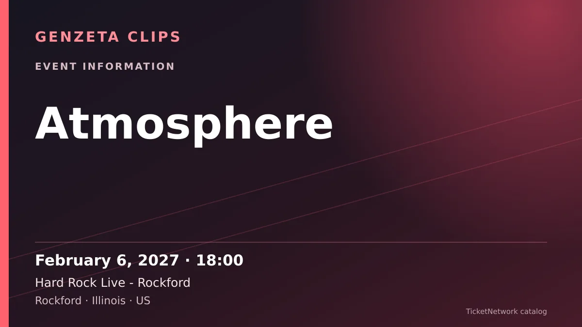Event information graphic for Atmosphere at Hard Rock Live - Rockford