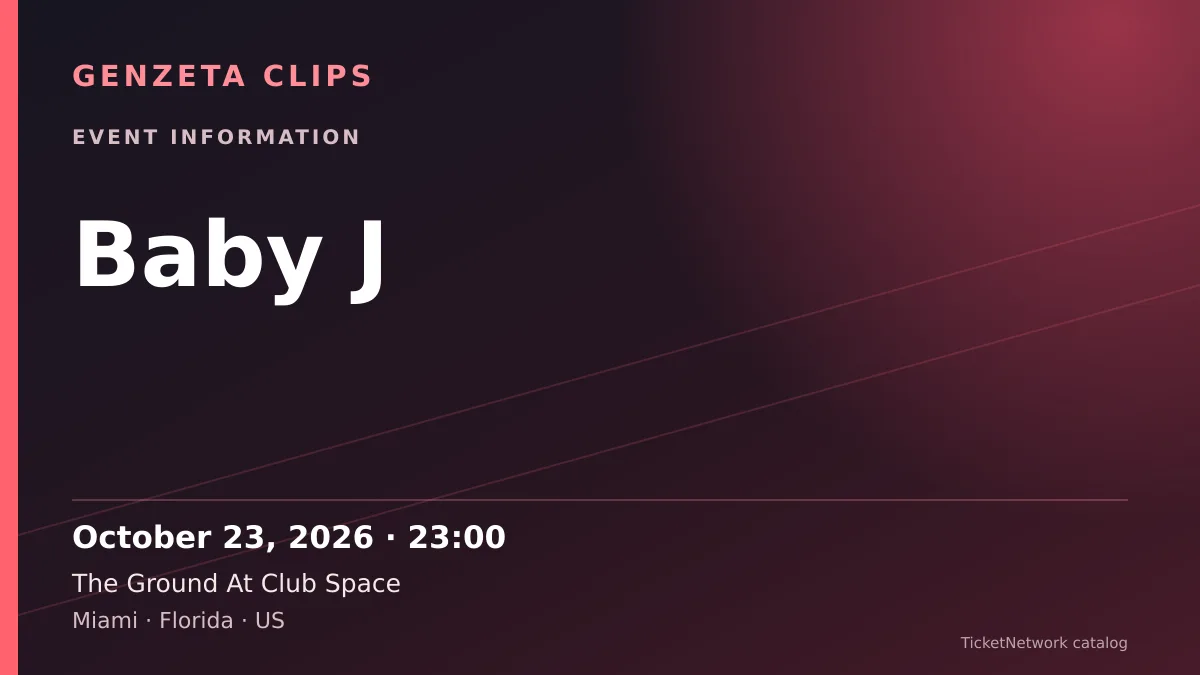 Event information graphic for Baby J at The Ground At Club Space