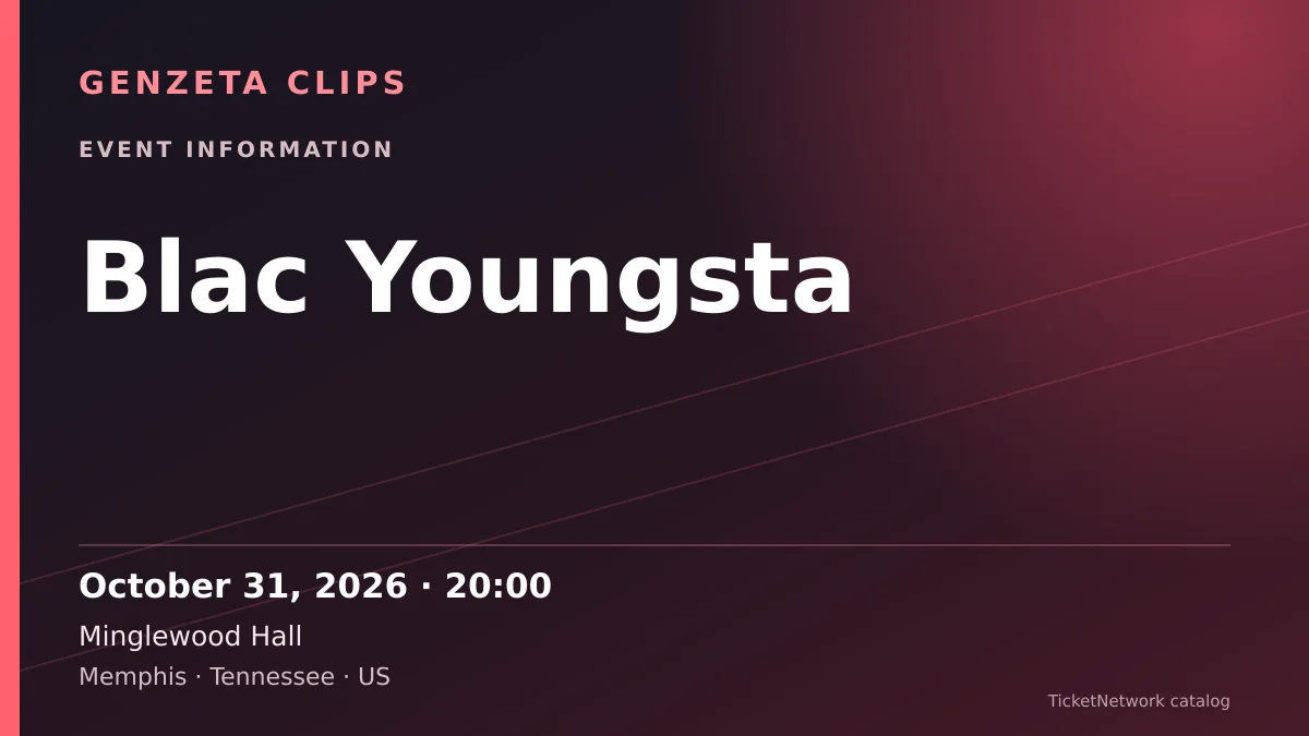Event information graphic for Blac Youngsta at Minglewood Hall