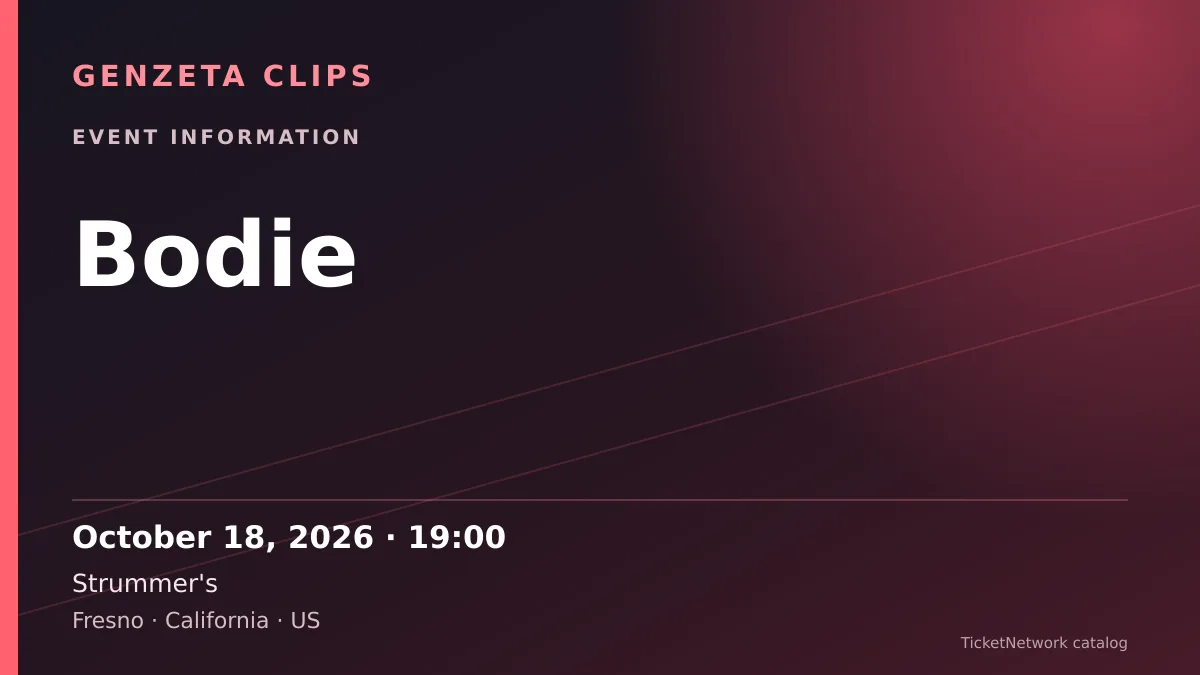 Event information graphic for Bodie at Strummer's