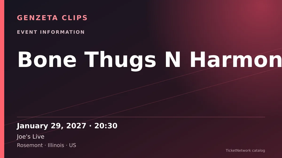 Event information graphic for Bone Thugs N Harmony at Joe's Live