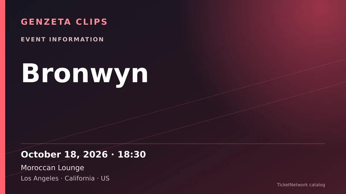 Event information graphic for Bronwyn at Moroccan Lounge