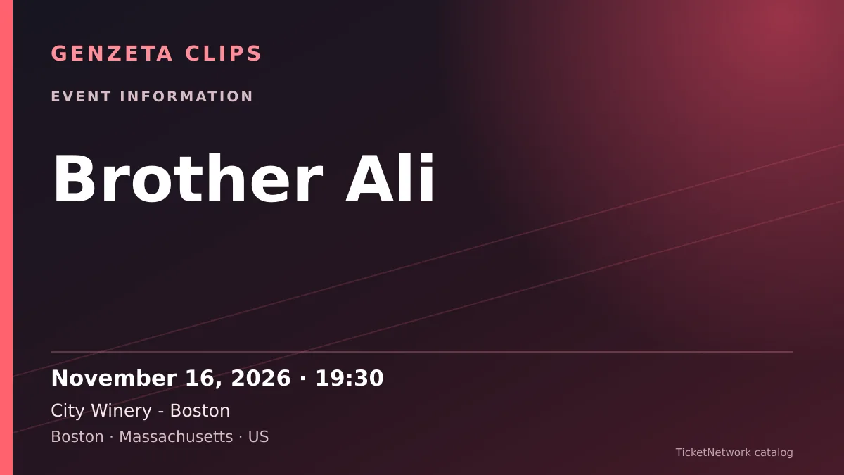 Event information graphic for Brother Ali at City Winery - Boston
