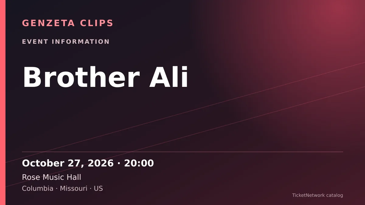 Event information graphic for Brother Ali at Rose Music Hall