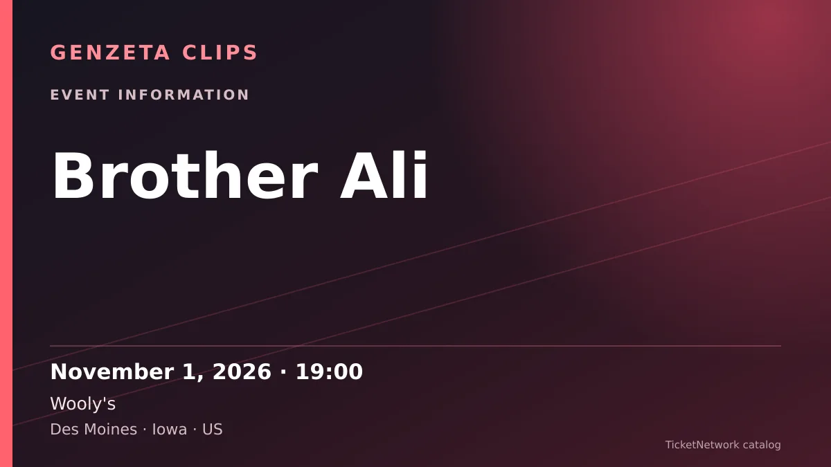 Event information graphic for Brother Ali at Wooly's