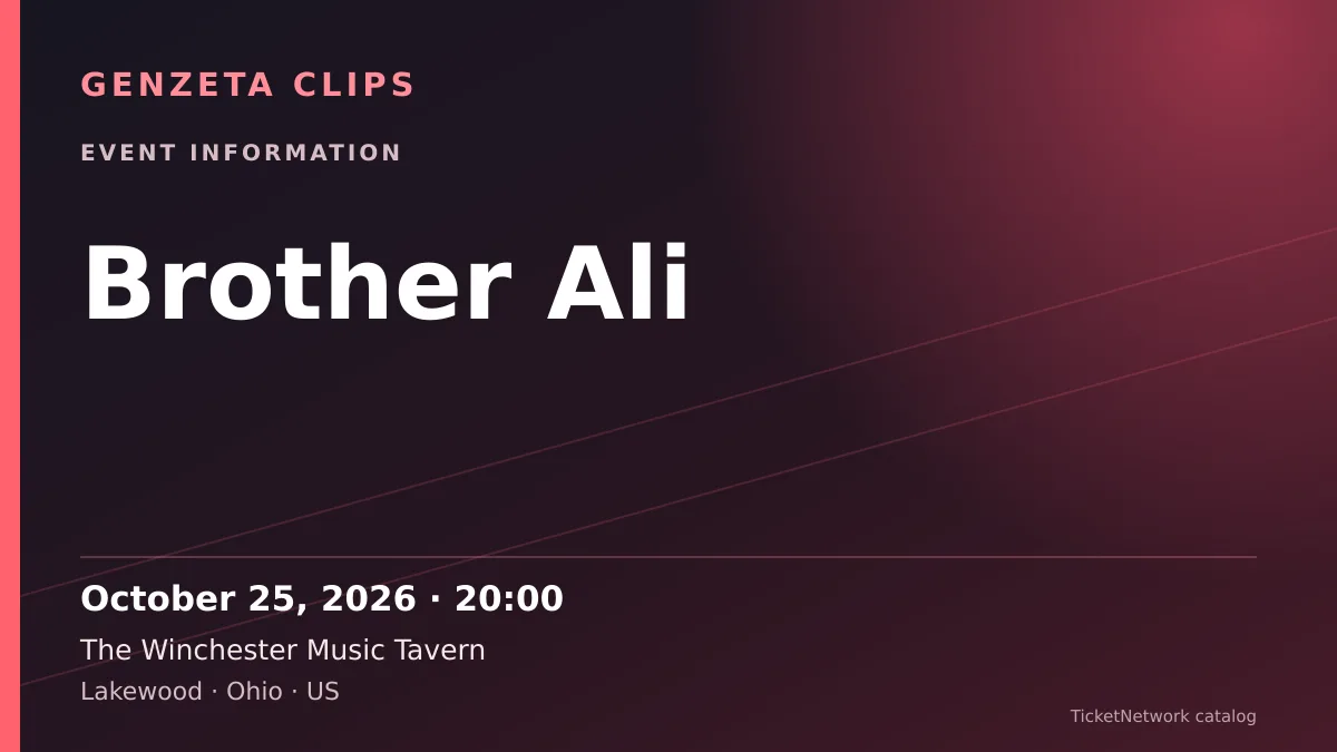 Event information graphic for Brother Ali at The Winchester Music Tavern