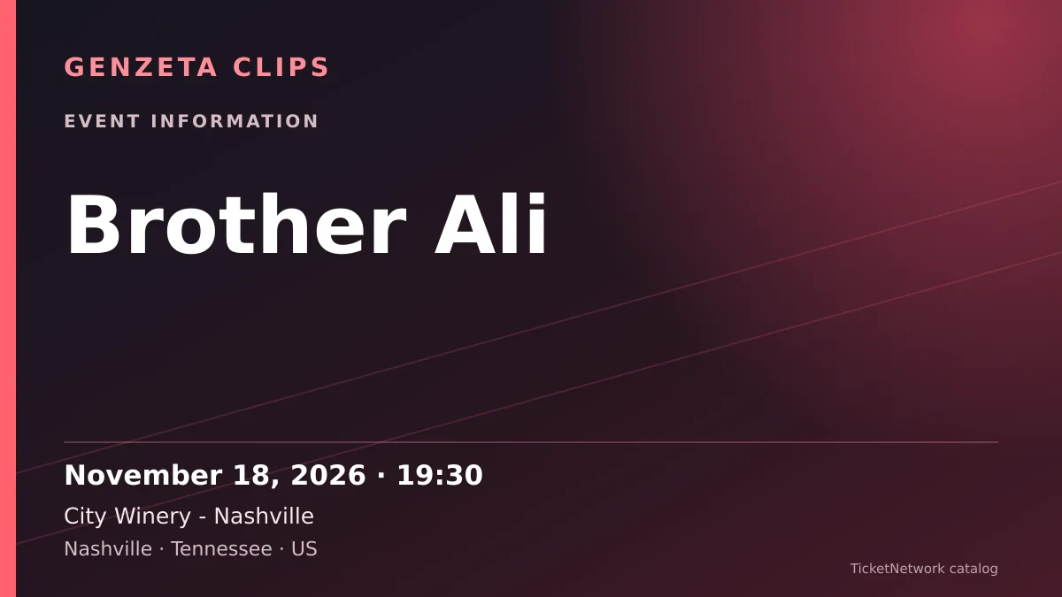 Event information graphic for Brother Ali at City Winery - Nashville