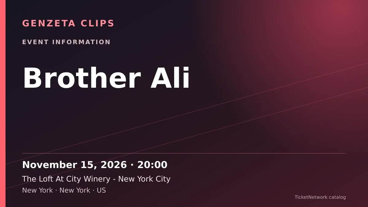 Event information graphic for Brother Ali at The Loft At City Winery - New York City