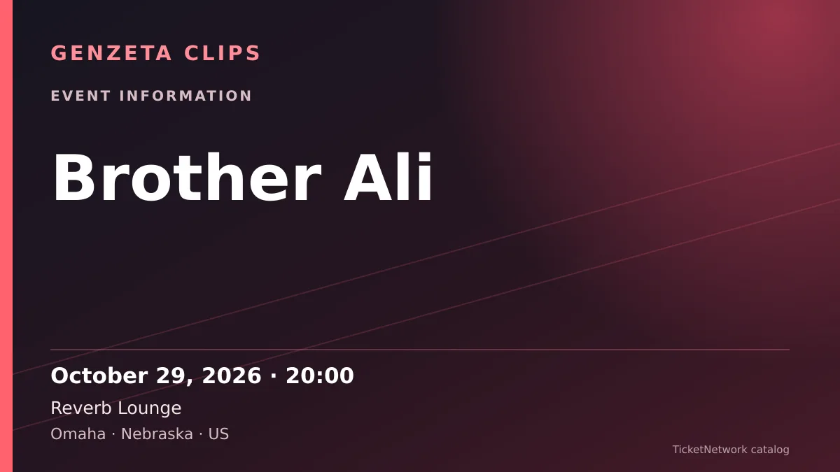 Event information graphic for Brother Ali at Reverb Lounge