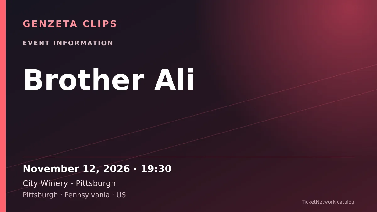 Event information graphic for Brother Ali at City Winery - Pittsburgh