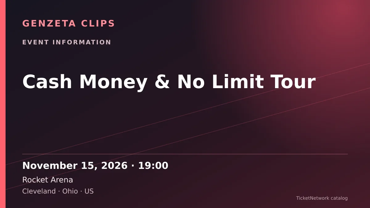 Event information graphic for Cash Money & No Limit Tour at Rocket Arena