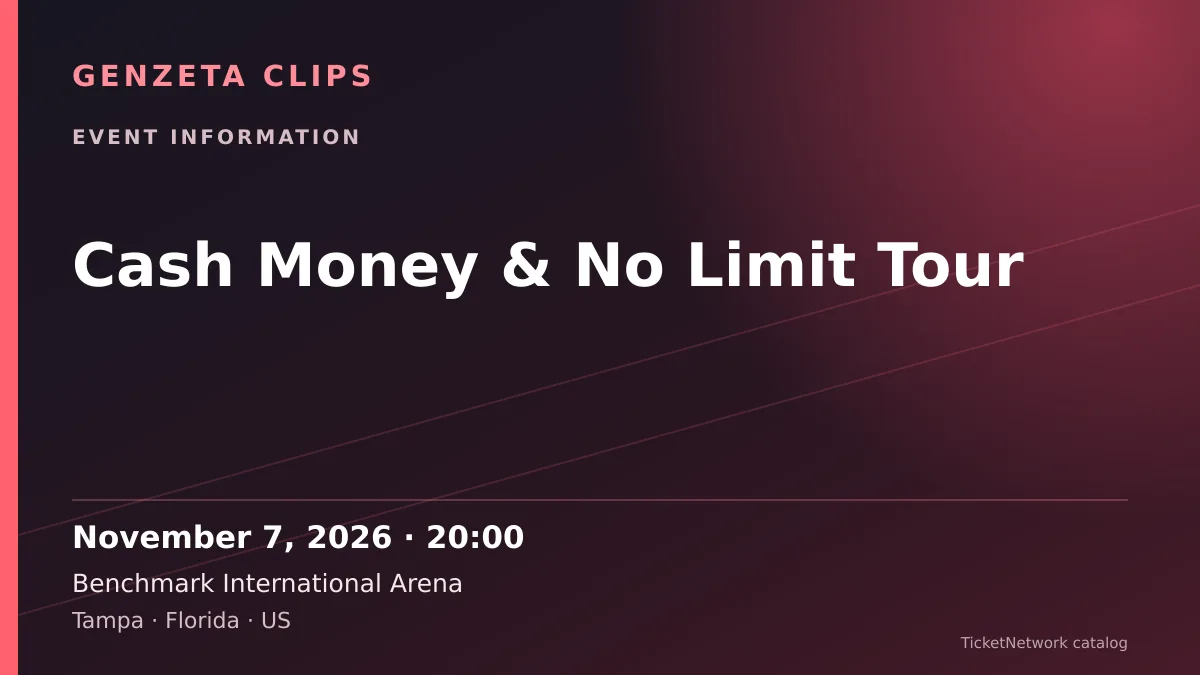 Event information graphic for Cash Money & No Limit Tour at Benchmark International Arena
