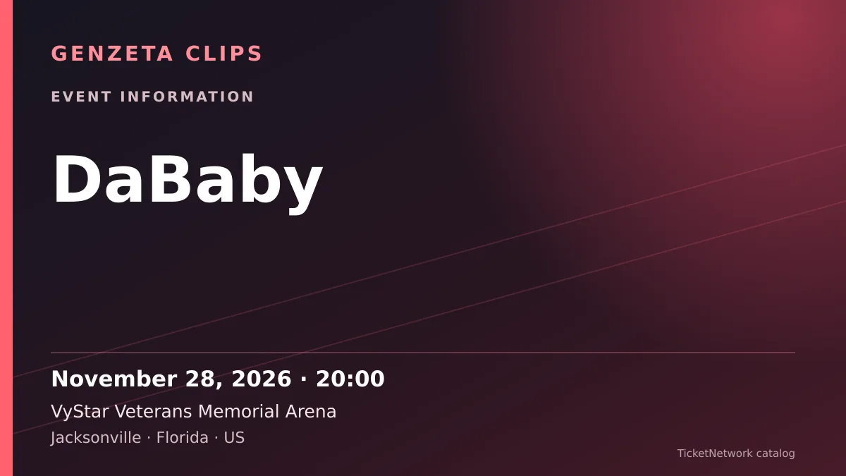 Event information graphic for DaBaby at VyStar Veterans Memorial Arena