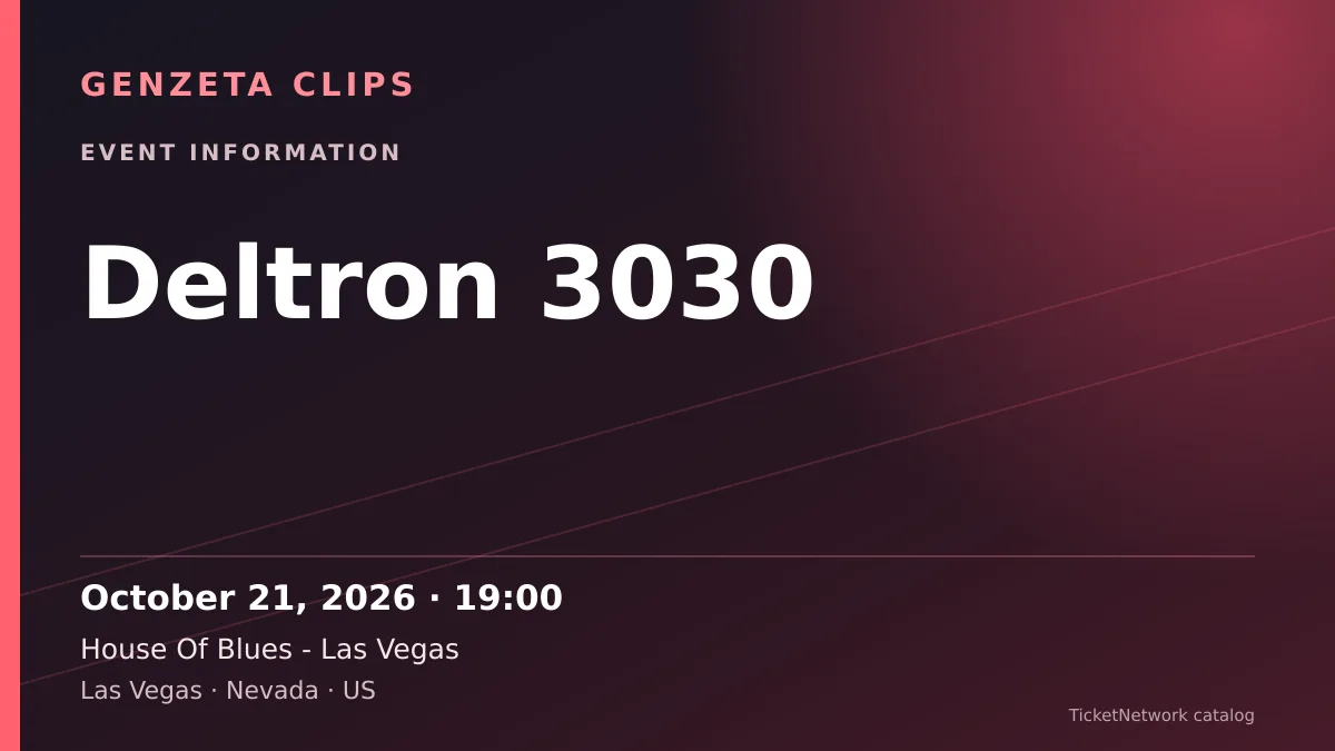 Event information graphic for Deltron 3030 at House Of Blues - Las Vegas