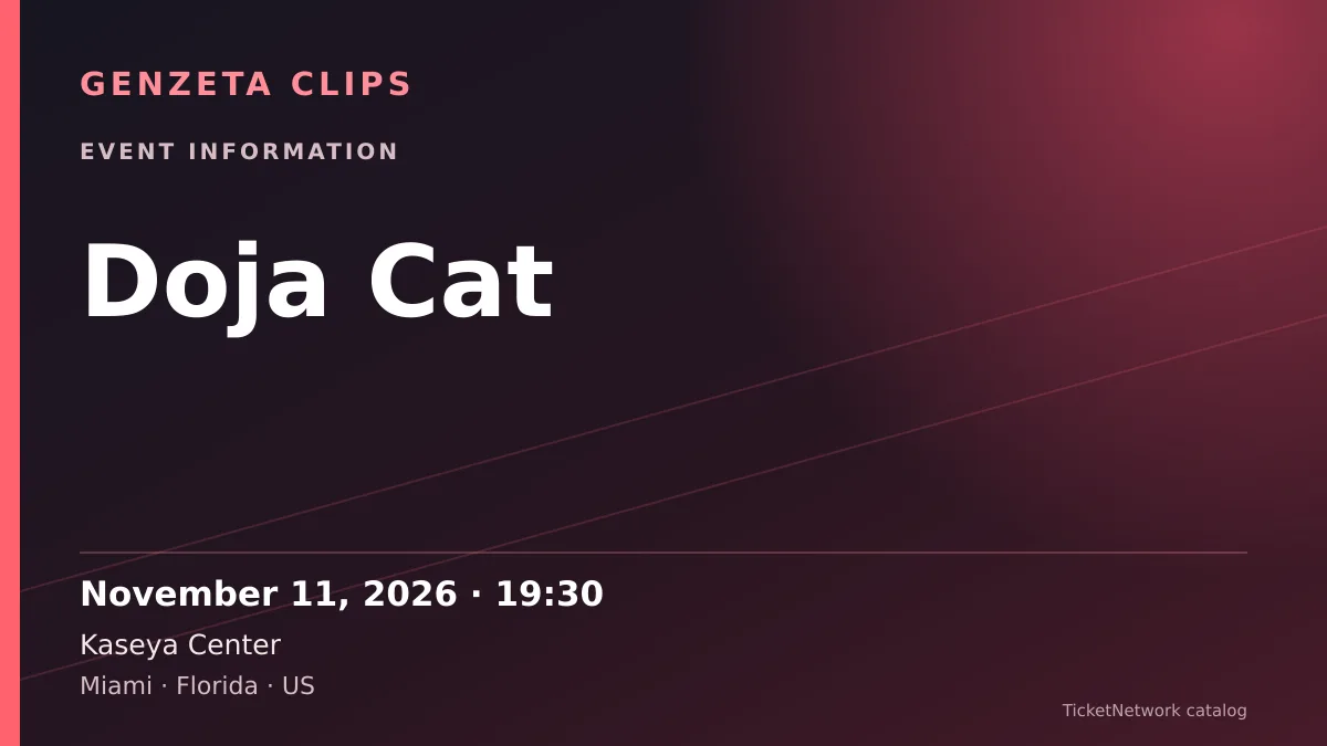 Event information graphic for Doja Cat at Kaseya Center
