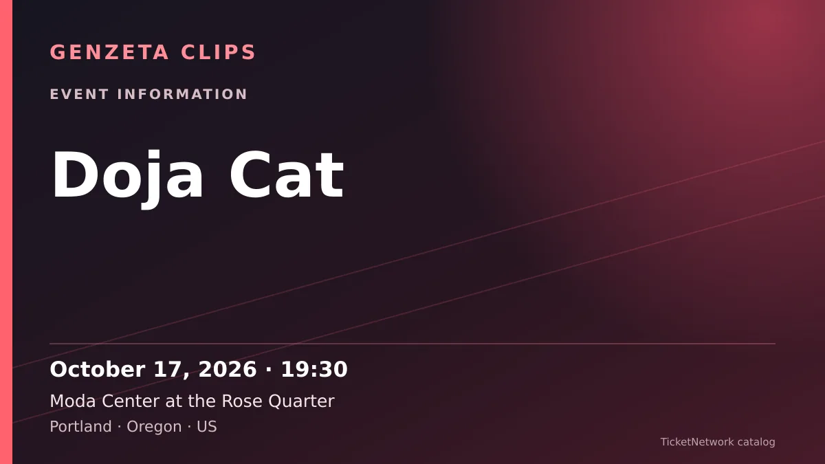 Event information graphic for Doja Cat at Moda Center at the Rose Quarter