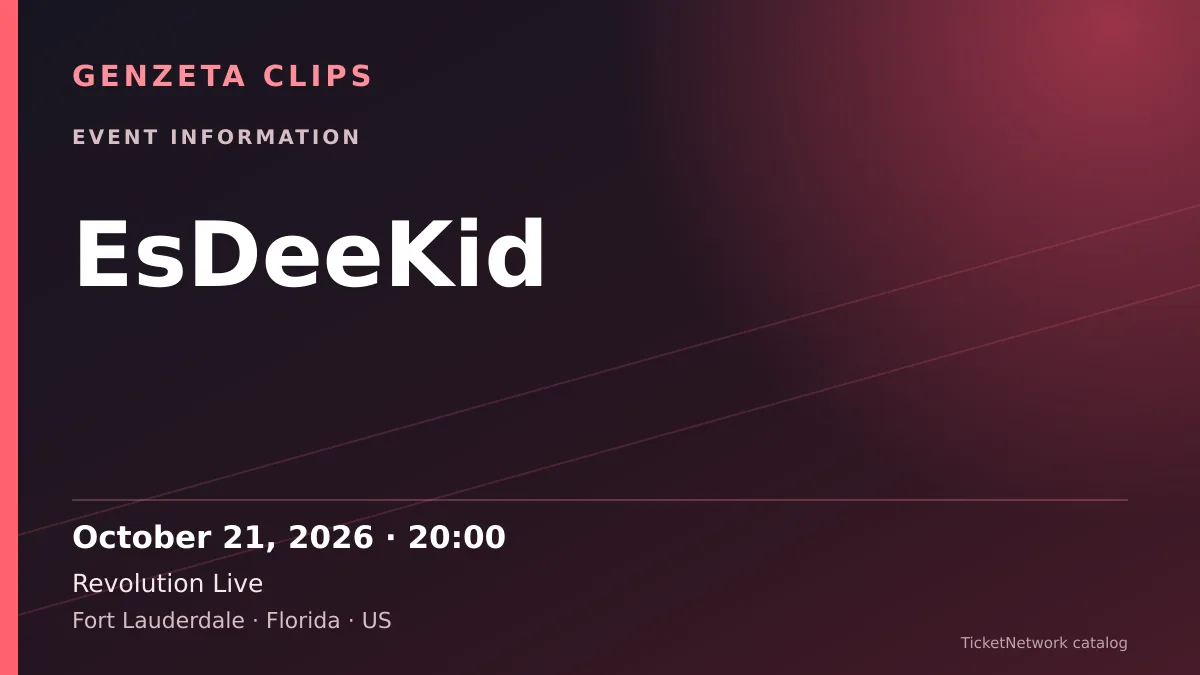 Event information graphic for EsDeeKid at Revolution Live