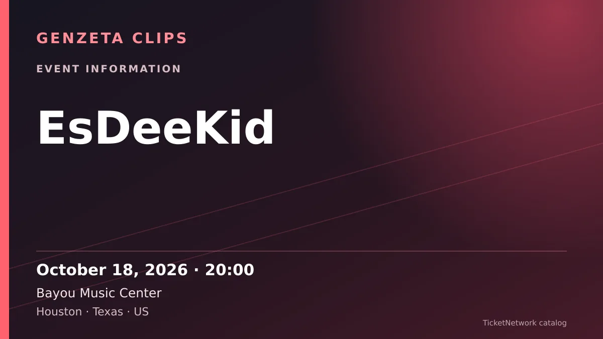 Event information graphic for EsDeeKid at Bayou Music Center