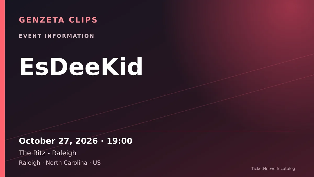 Event information graphic for EsDeeKid at The Ritz - Raleigh