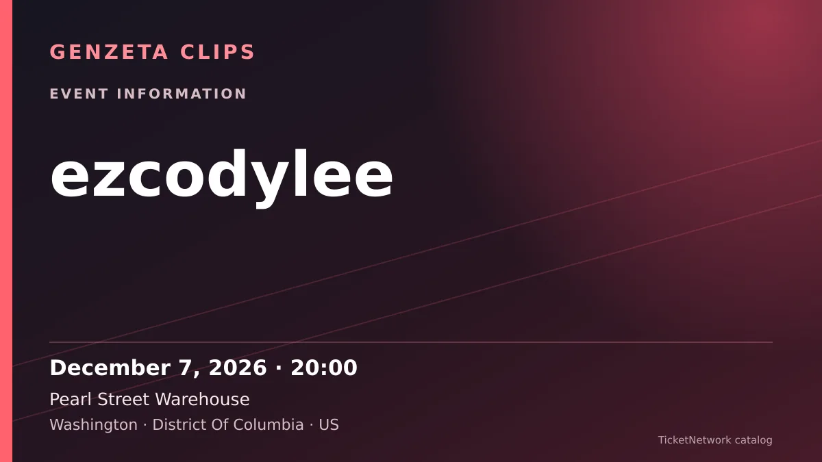 Event information graphic for ezcodylee at Pearl Street Warehouse