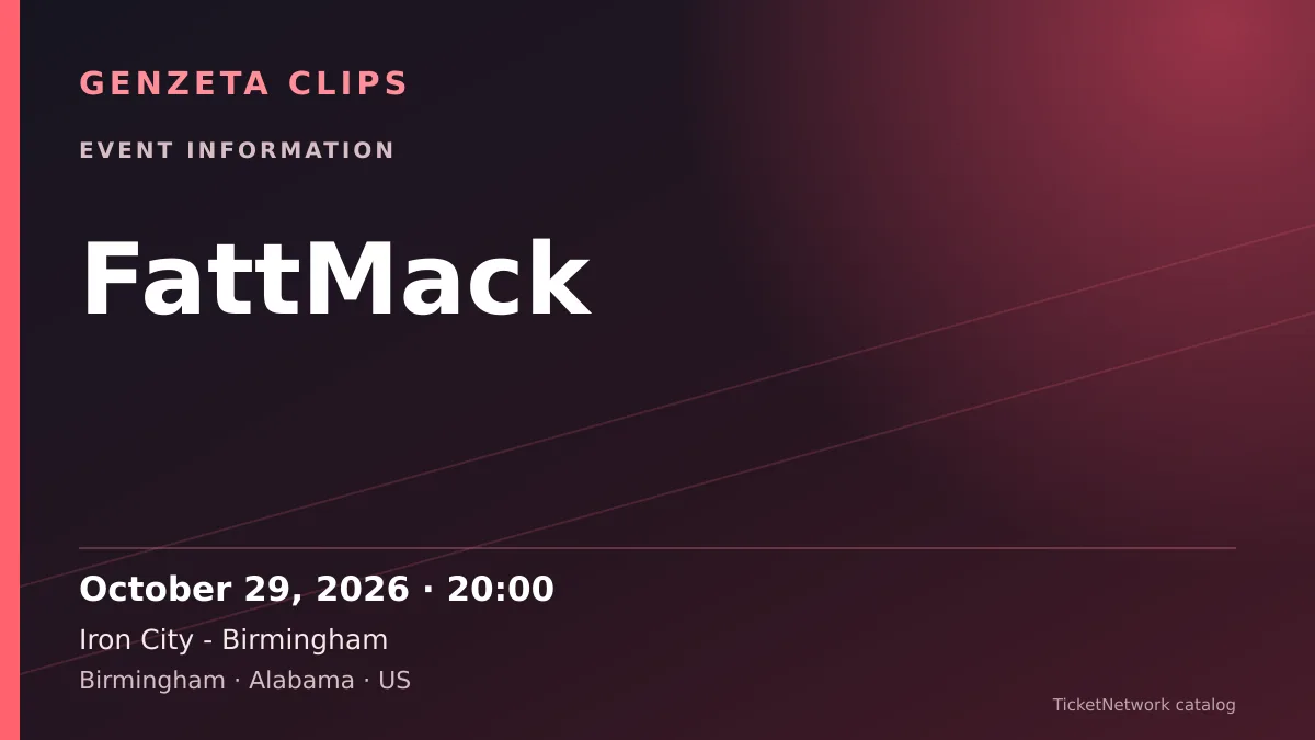 Event information graphic for FattMack at Iron City - Birmingham