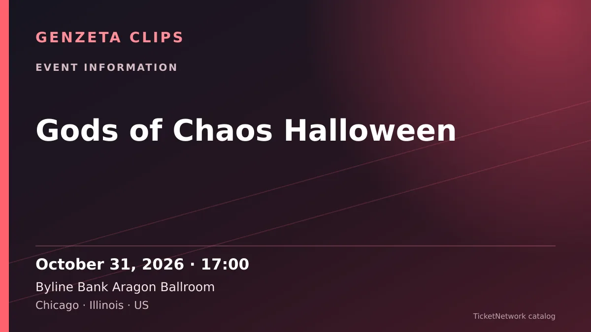 Event information graphic for Gods of Chaos Halloween at Byline Bank Aragon Ballroom