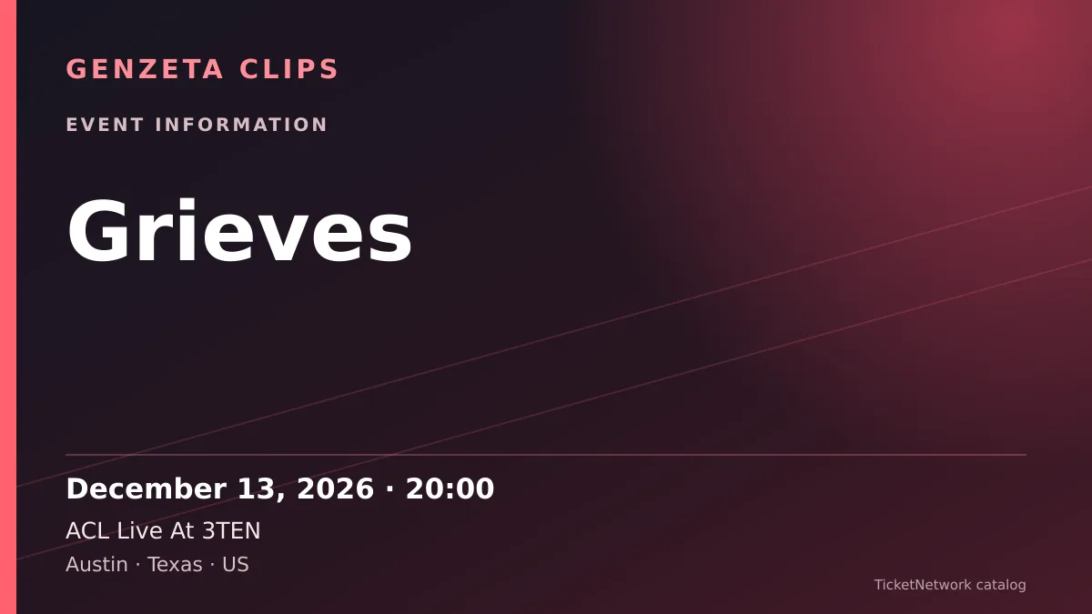 Event information graphic for Grieves at ACL Live At 3TEN