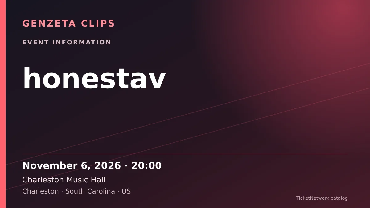 Event information graphic for honestav at Charleston Music Hall