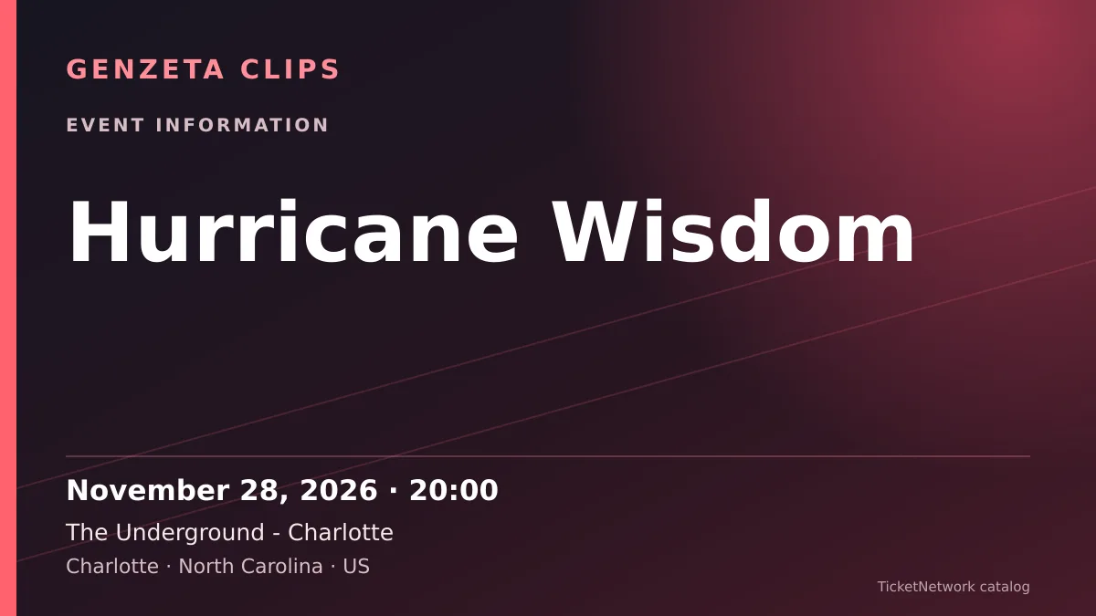 Event information graphic for Hurricane Wisdom at The Underground - Charlotte
