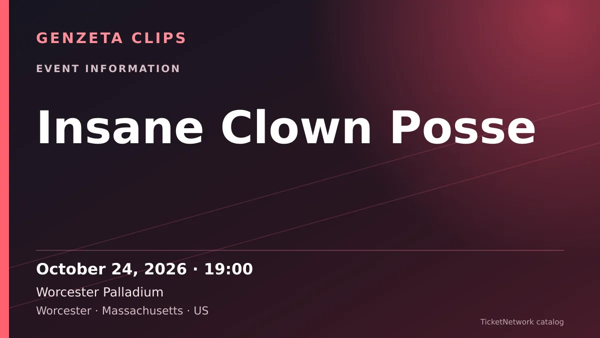 Event information graphic for Insane Clown Posse at Worcester Palladium