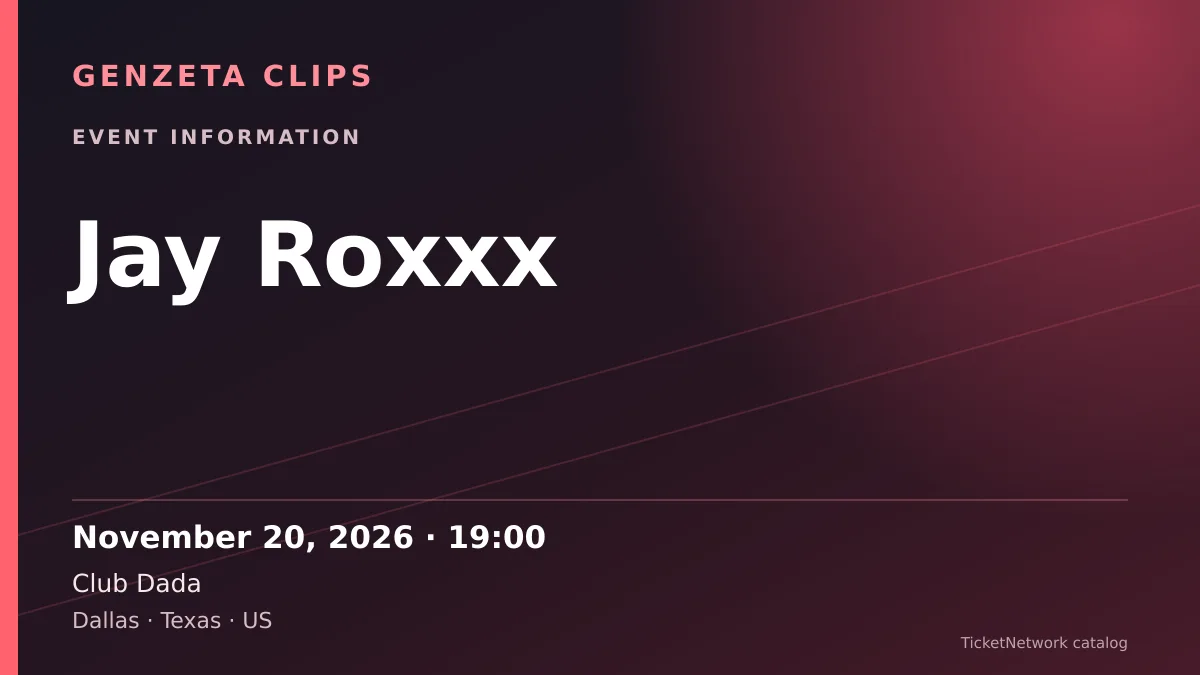 Event information graphic for Jay Roxxx at Club Dada
