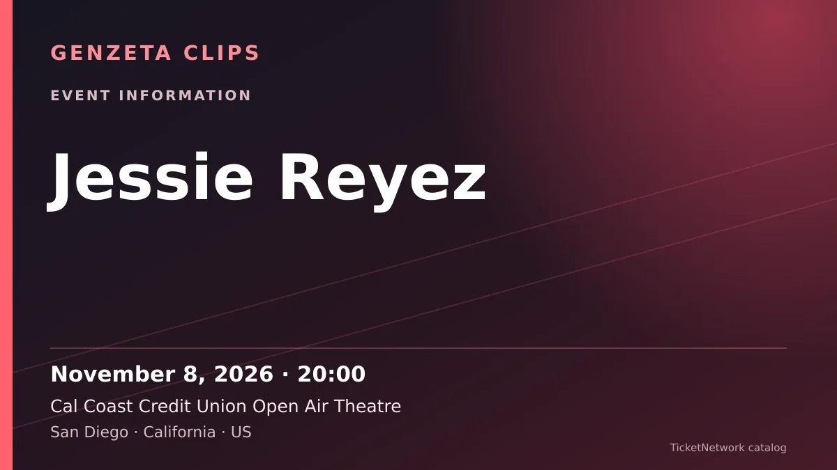 Event information graphic for Jessie Reyez at Cal Coast Credit Union Open Air Theatre