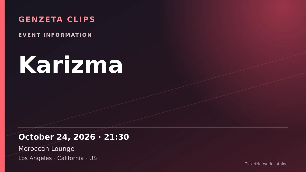 Event information graphic for Karizma at Moroccan Lounge