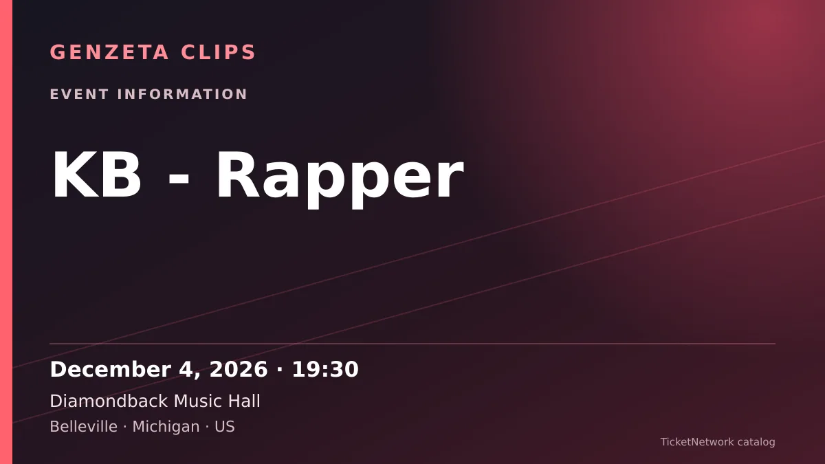 Event information graphic for KB - Rapper at Diamondback Music Hall