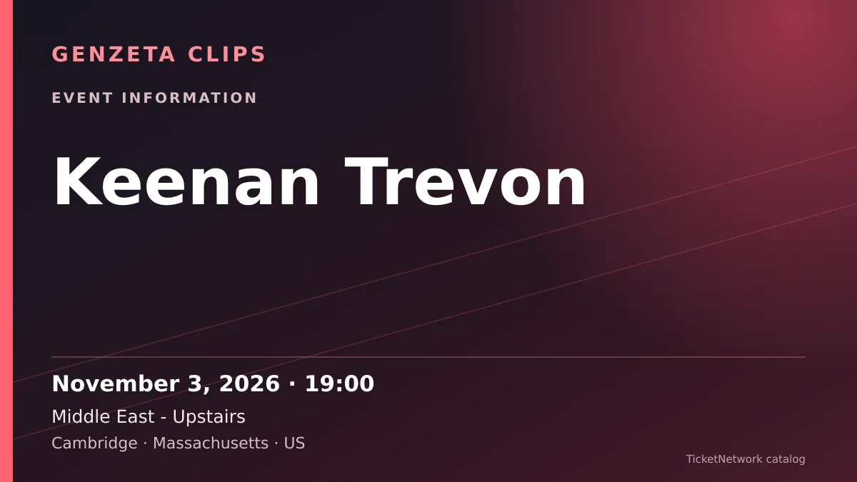 Event information graphic for Keenan Trevon at Middle East - Upstairs