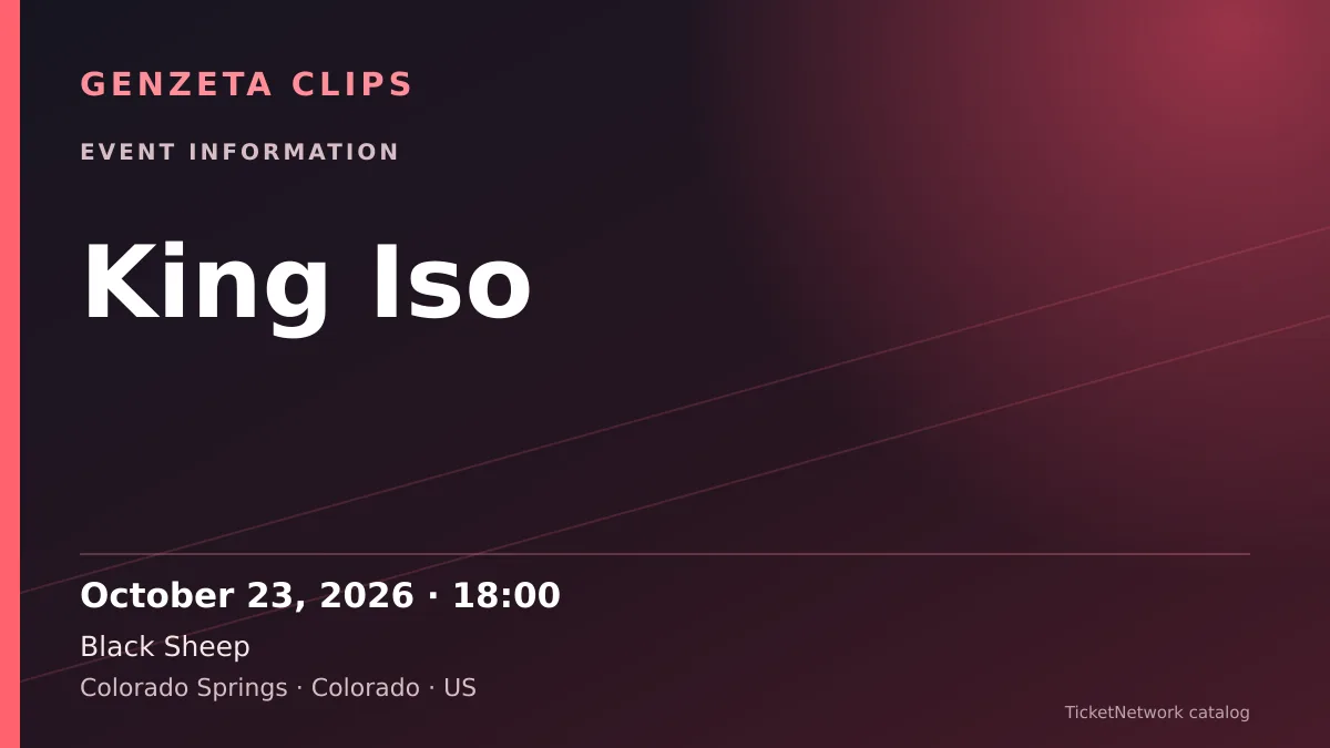 Event information graphic for King Iso at Black Sheep