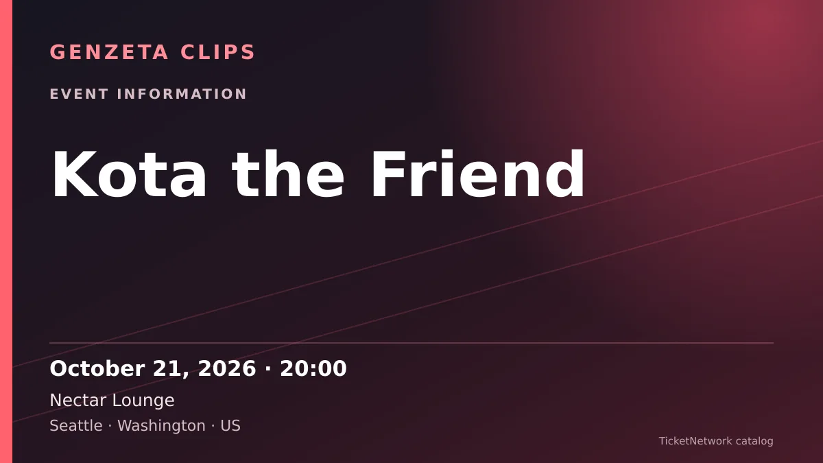 Event information graphic for Kota the Friend at Nectar Lounge