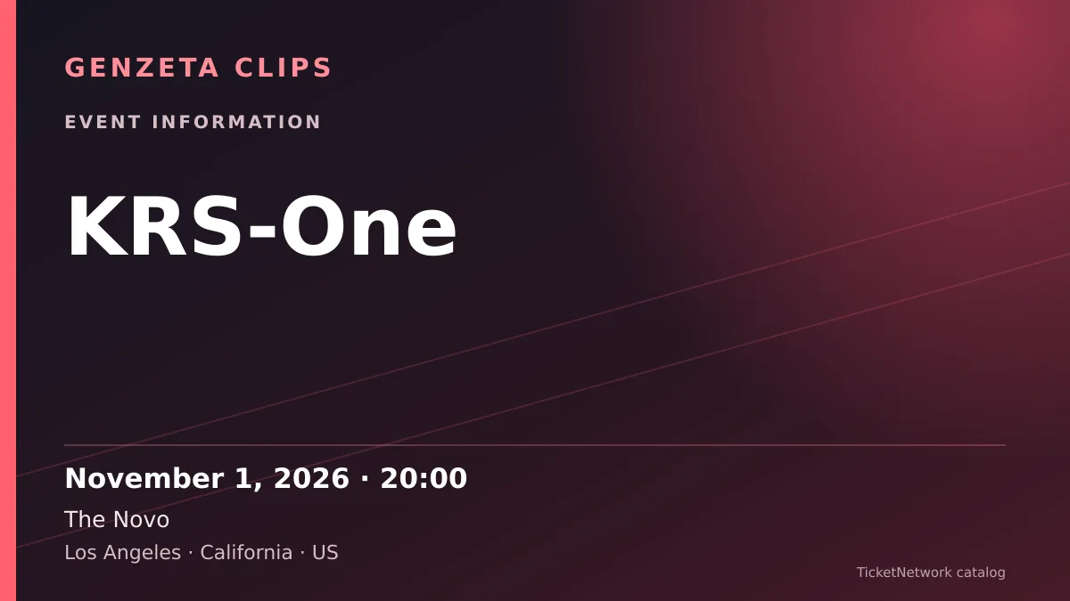 Event information graphic for KRS-One at The Novo