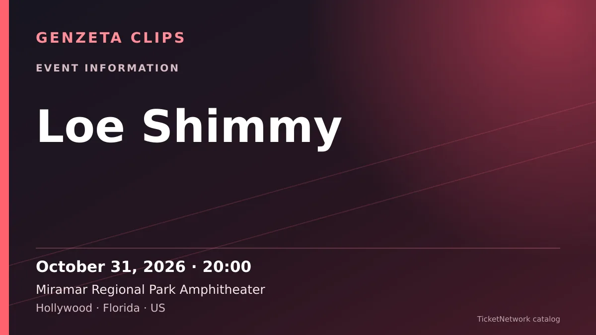 Event information graphic for Loe Shimmy at Miramar Regional Park Amphitheater