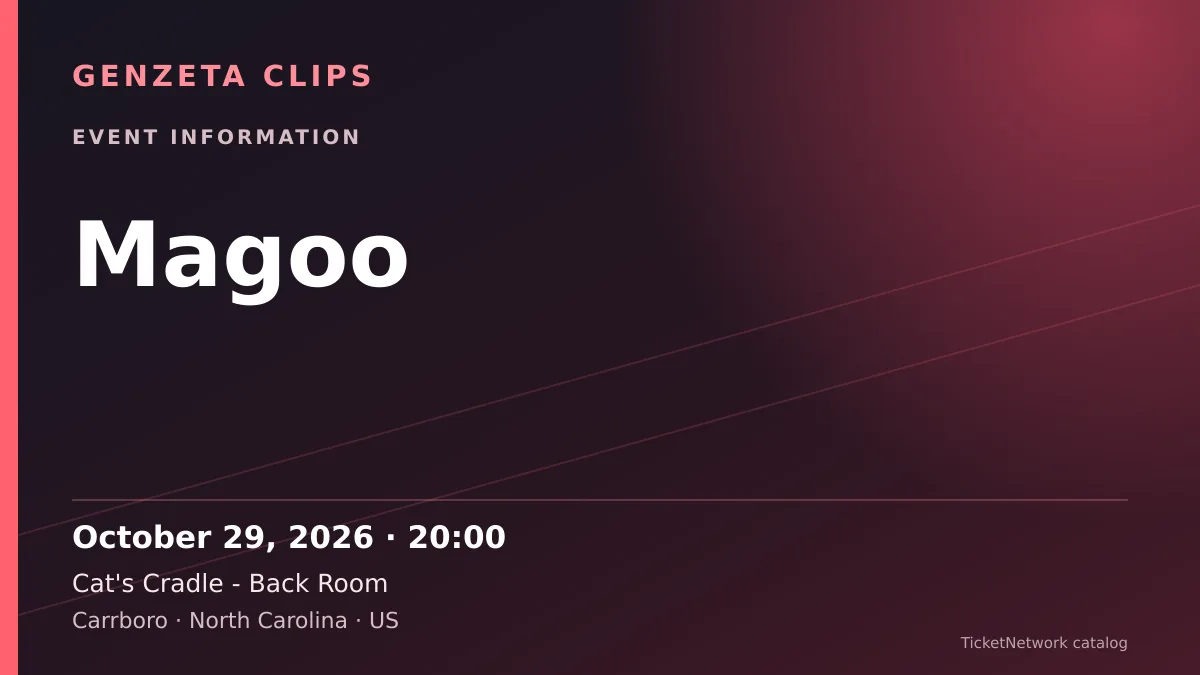Event information graphic for Magoo at Cat's Cradle - Back Room