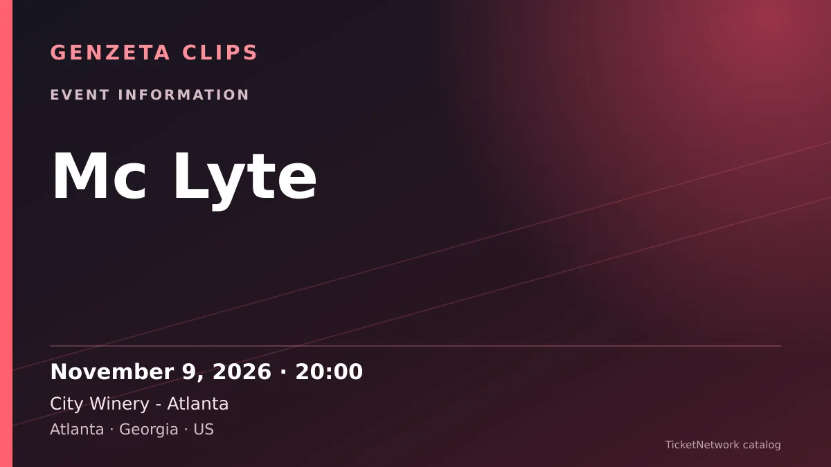 Event information graphic for Mc Lyte at City Winery - Atlanta
