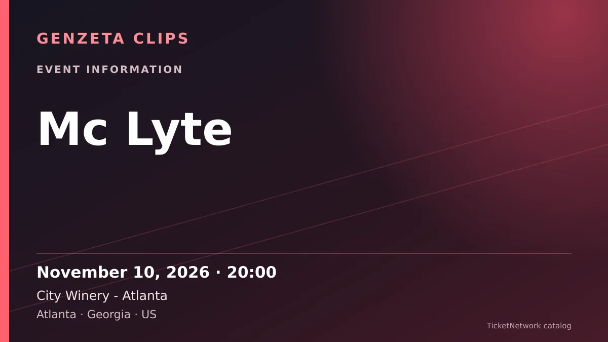 Event information graphic for Mc Lyte at City Winery - Atlanta