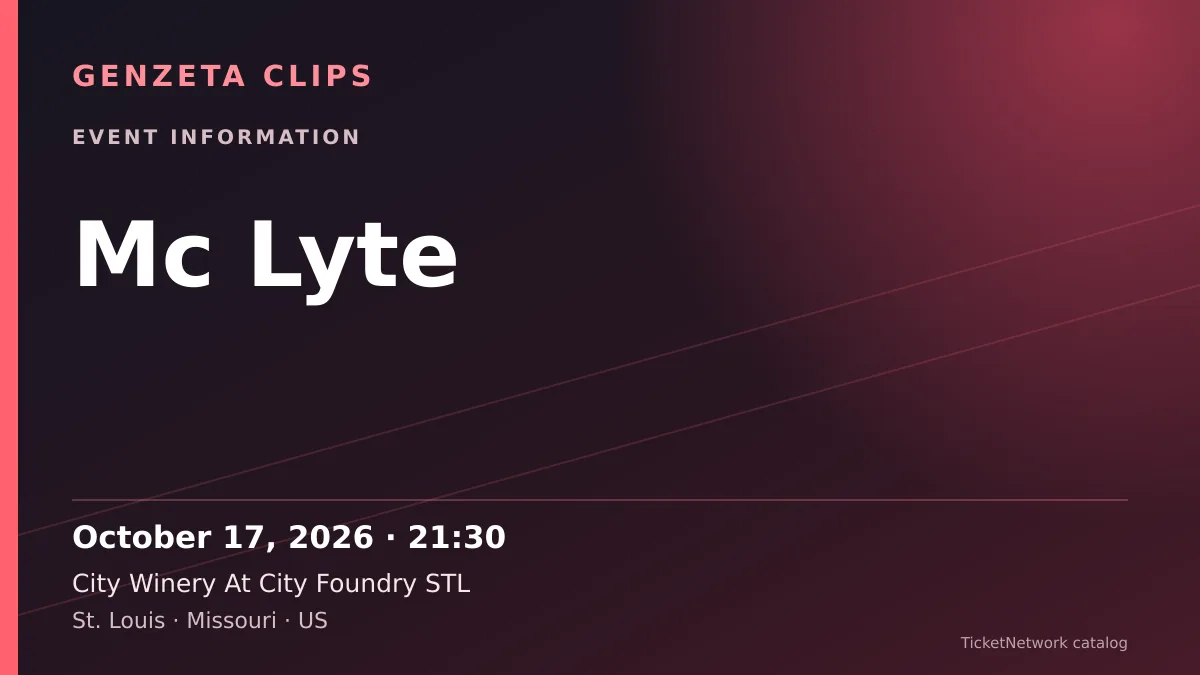 Event information graphic for Mc Lyte at City Winery At City Foundry STL