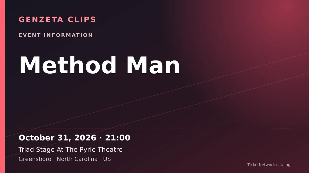 Event information graphic for Method Man at Triad Stage At The Pyrle Theatre