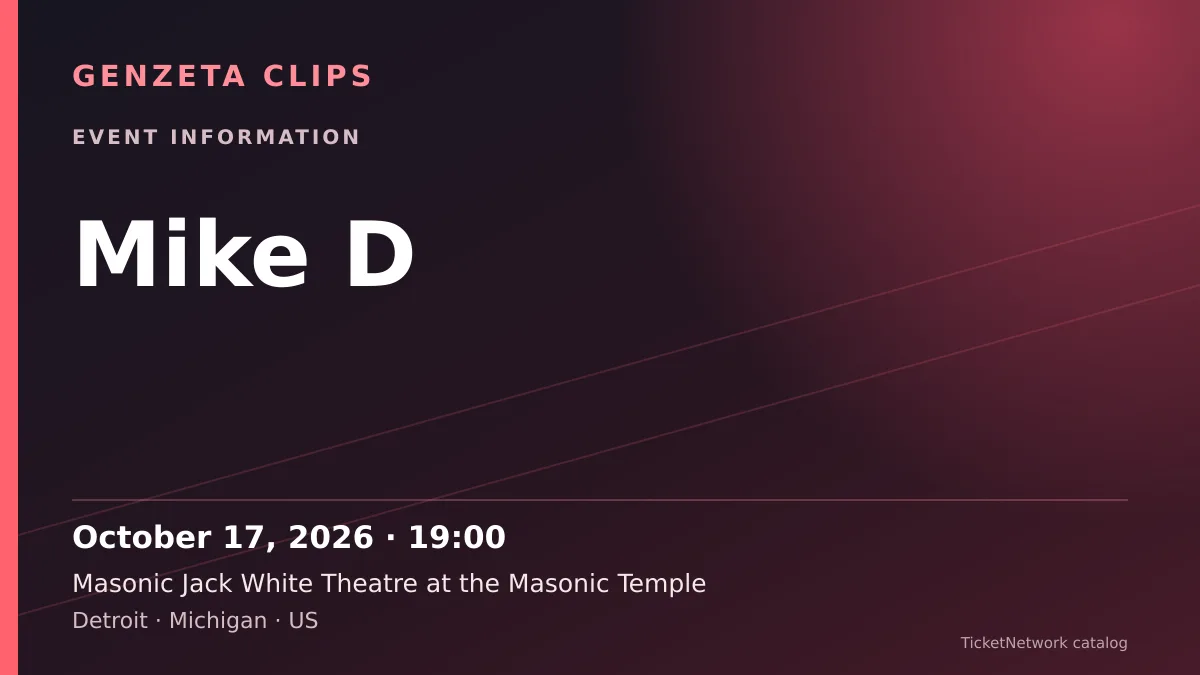 Event information graphic for Mike D at Masonic Jack White Theatre at the Masonic Temple